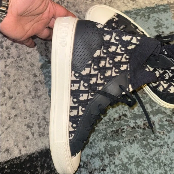 Dior High-Top Sneakers in Navy and White - Picture 4 of 6
